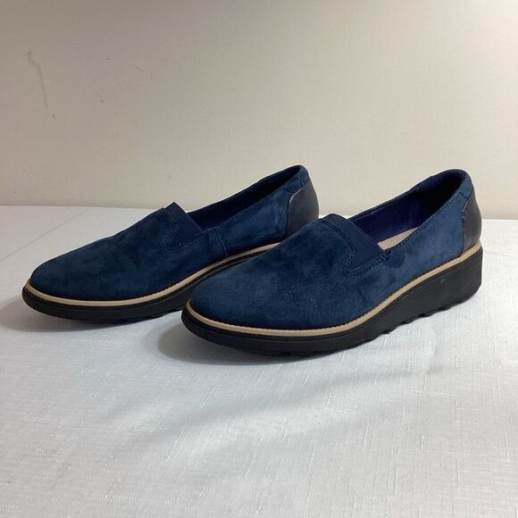 Clarks Women’s Navy Blue Suede Comfort Loafer Size 7.5 - Picture 4 of 13